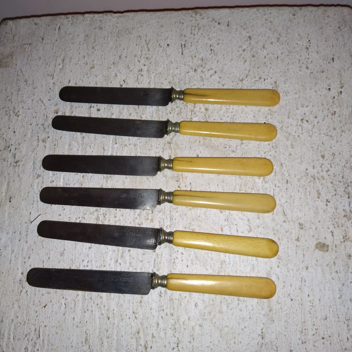 6 old steel and bone knives