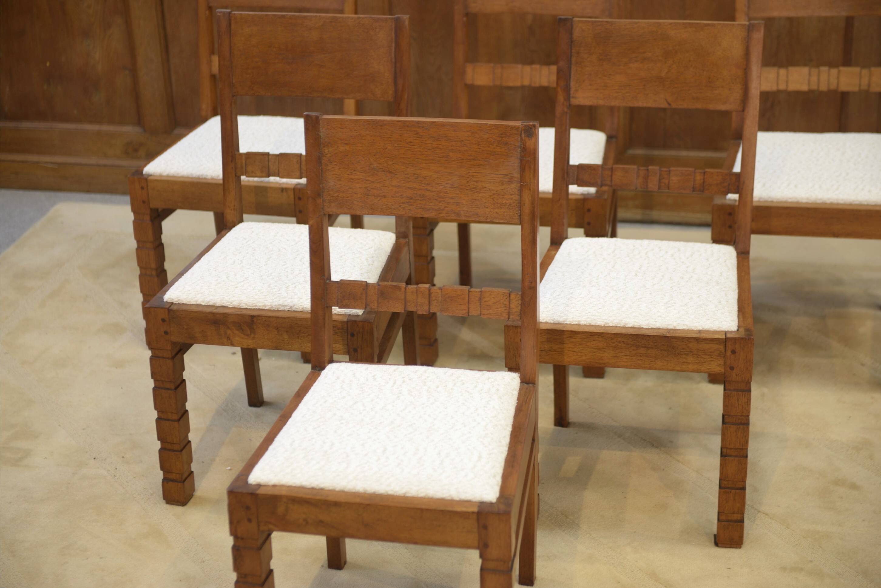 Ensemble de 6 chaises brutalistes 1960’s