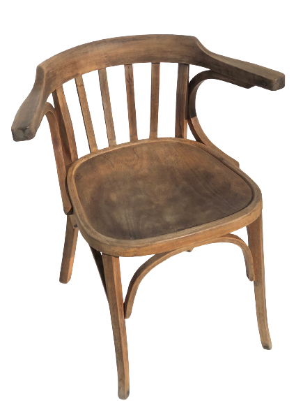 Curved wooden armchair