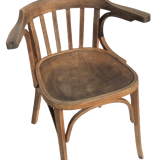 Curved wooden armchair