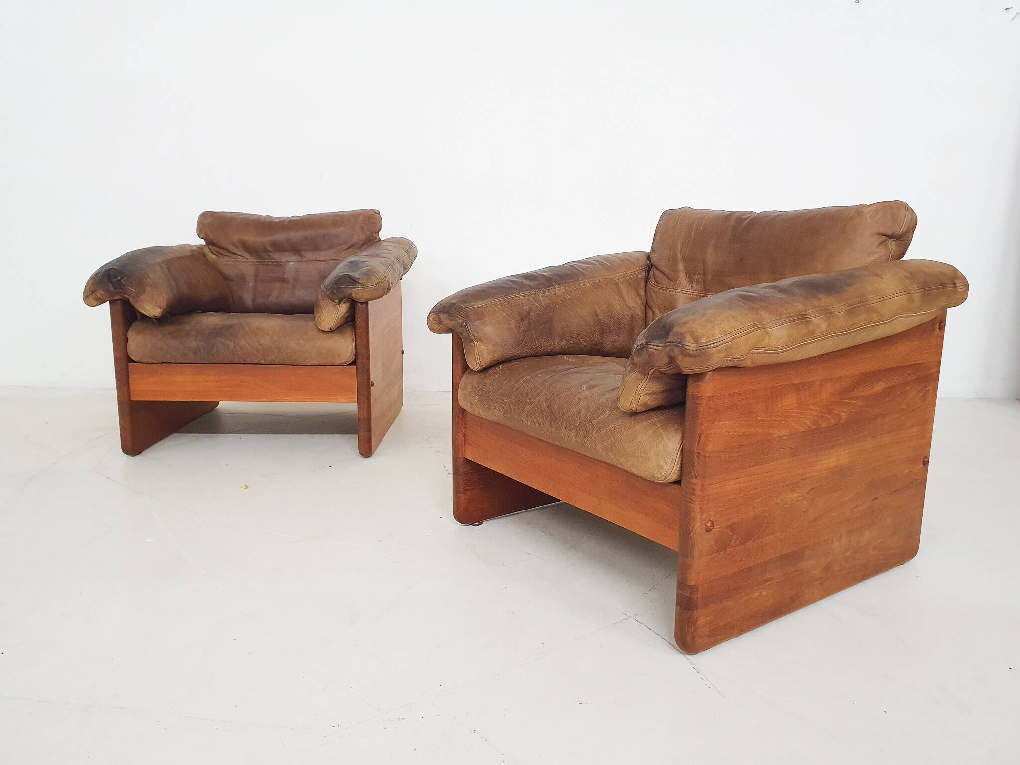 Mikael Laursen for A/S Mikael Laursen lounge chairs and ottman, Denmark 1970