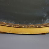 Old bevelled oval mirror with cord and pompoms, 60 x 36 cm