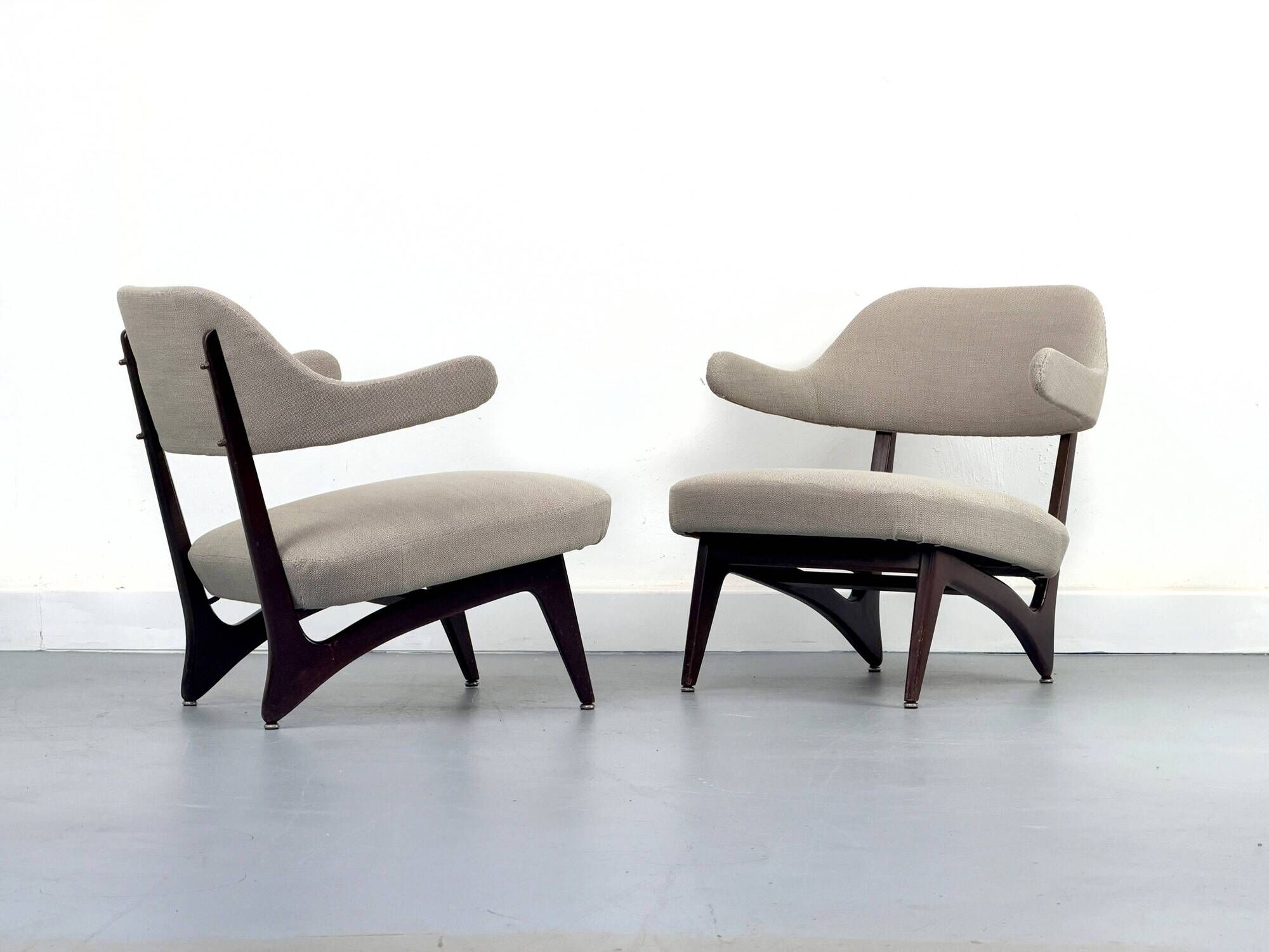 Lounge chairs with new fabric, 1950s, Set of 2