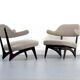 Lounge chairs with new fabric, 1950s, Set of 2