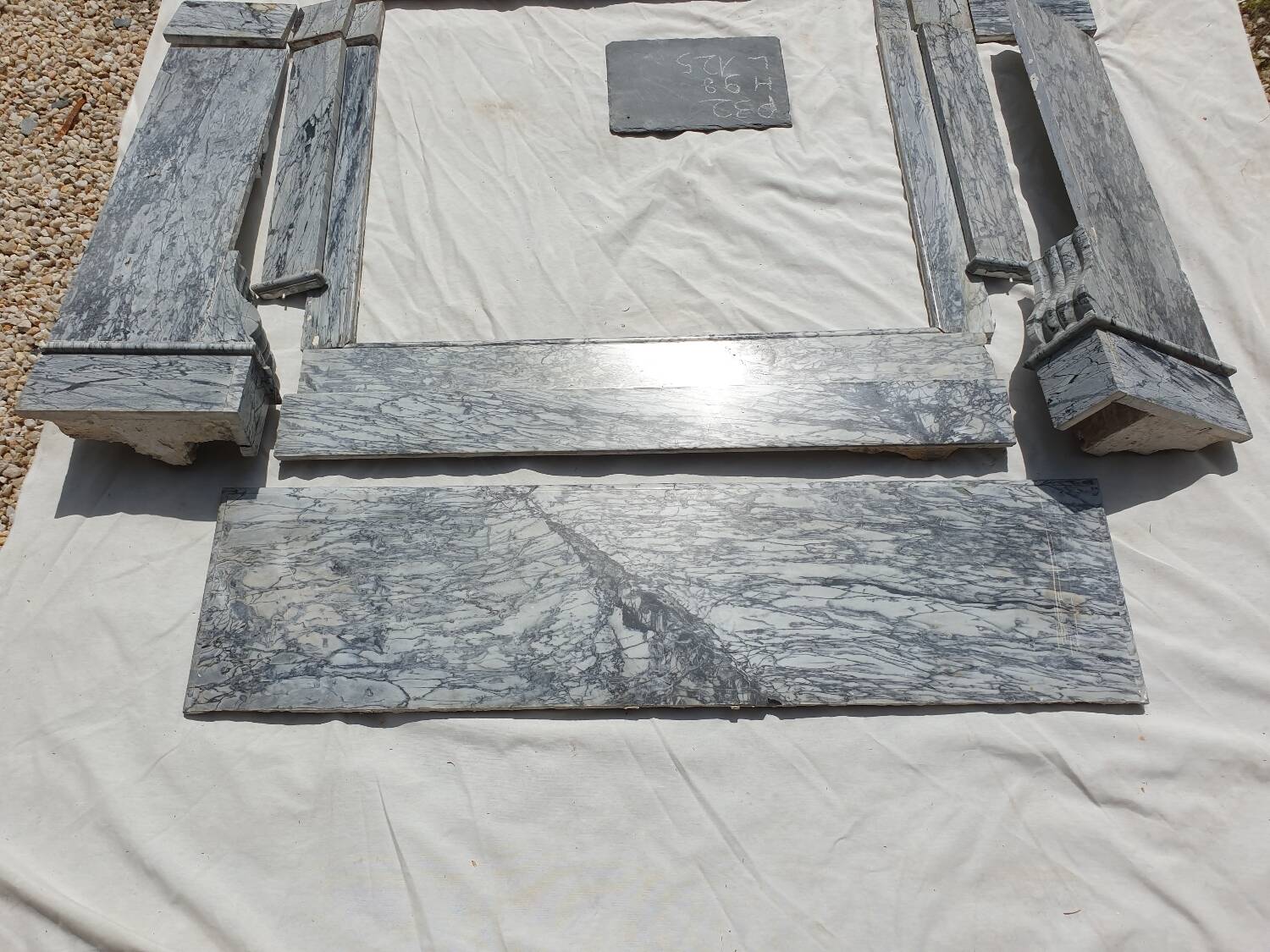 Napoleon III marble fireplace with modillions