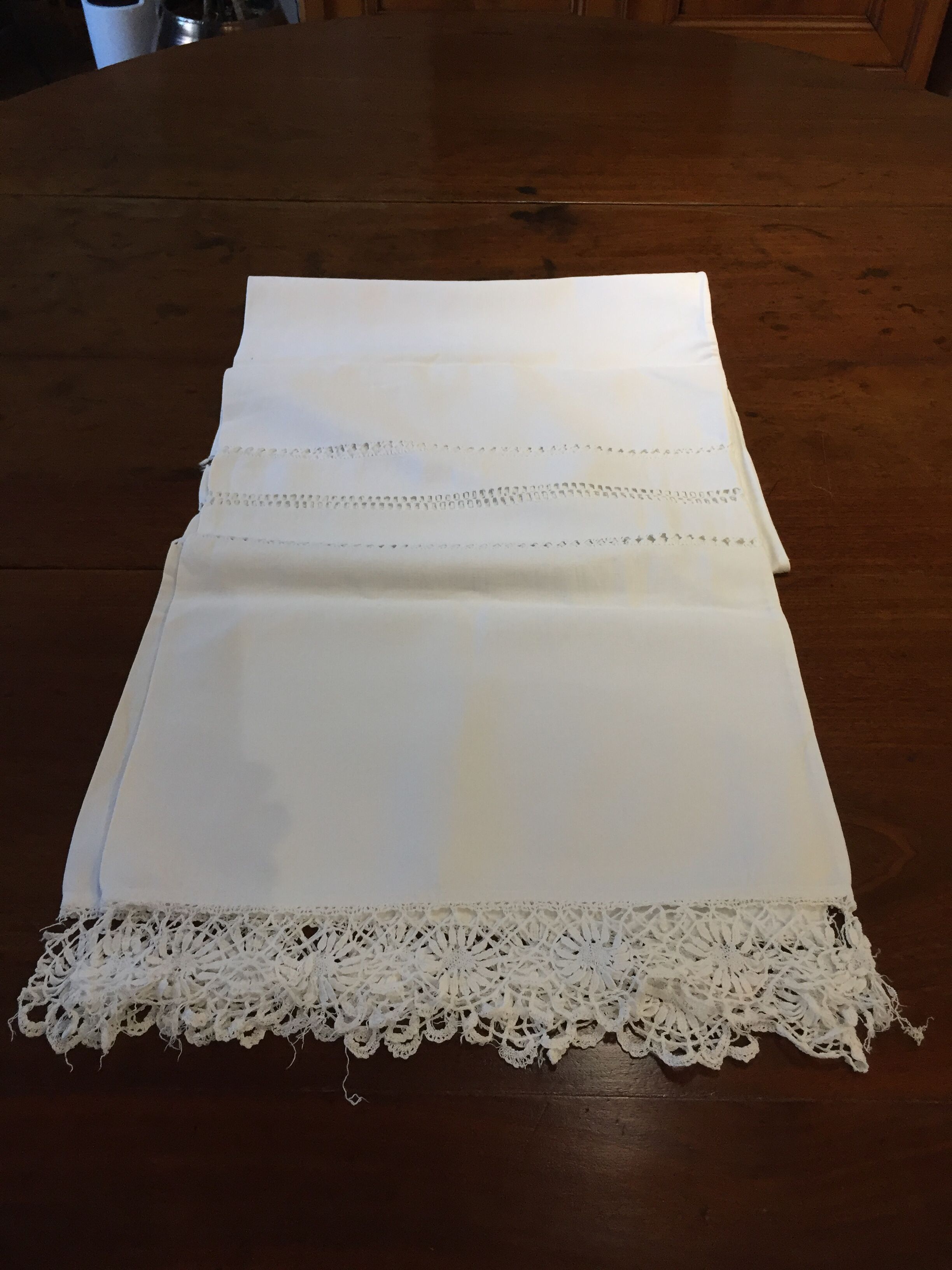 Cover of bolster old cotton and lace