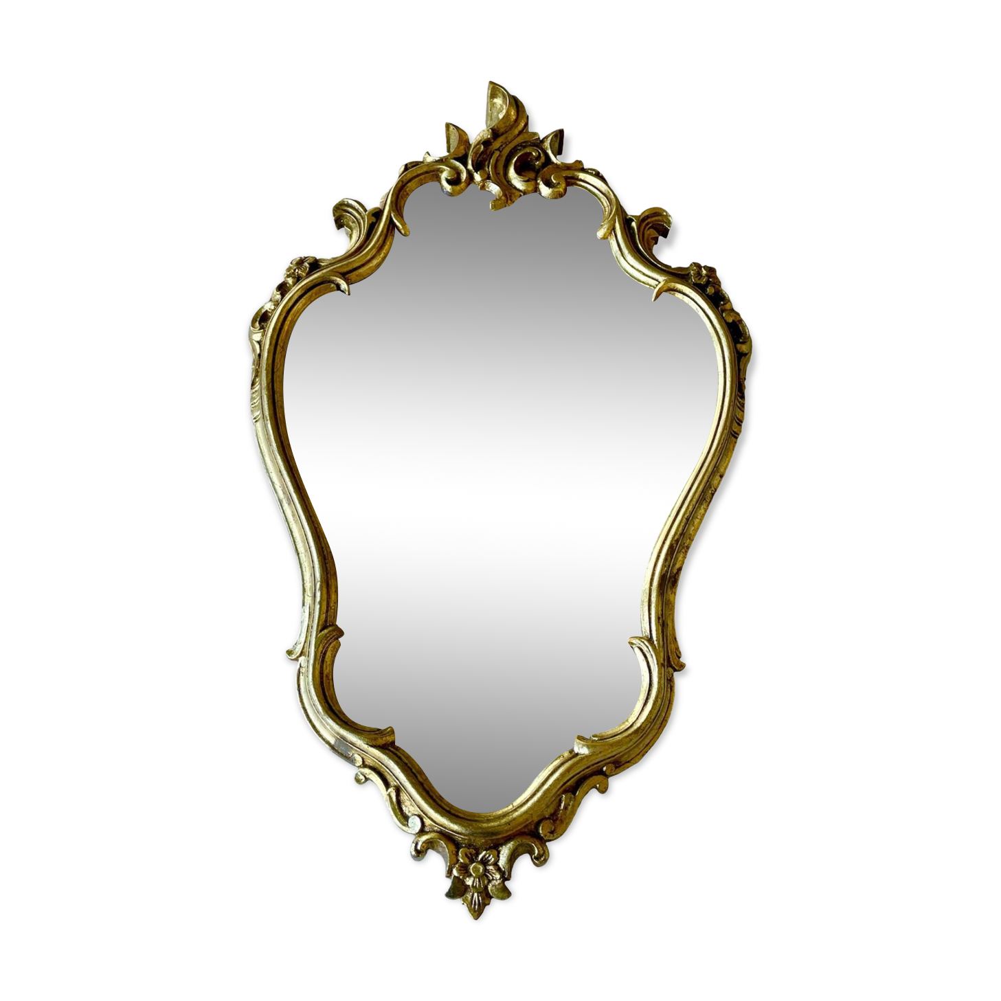 Old baroque style wall mirror with golden moldings