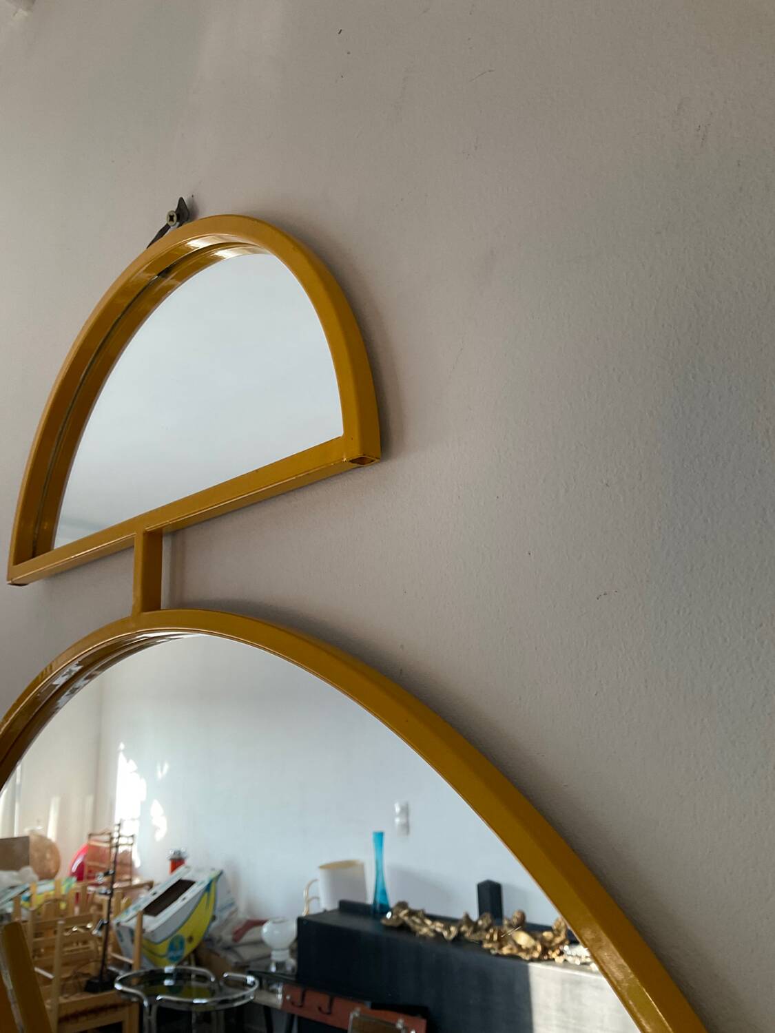 Large vintage Pilm Italy mirror in yellow metal