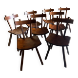 Set of 8 brutalist chairs from the 50s