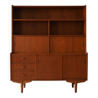 Vintage Tall Scandinavian Teak Sideboard with Bookcase