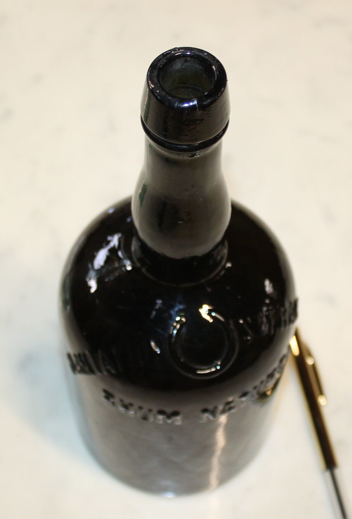 Old smoked glass bottle