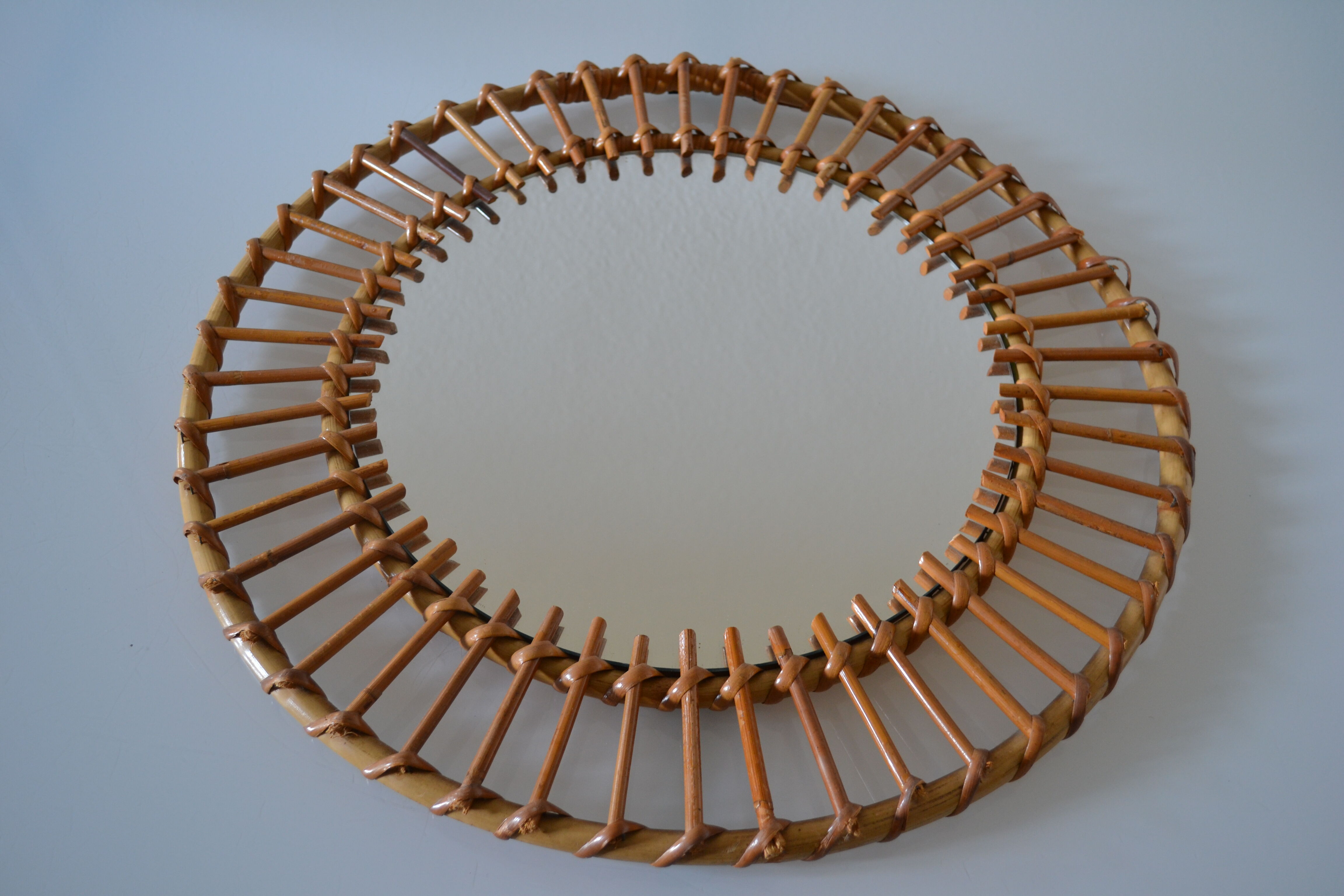 Vintage rattan sun mirror 70 years