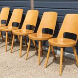 5 chaises BAUMANN « MONDOR » hêtre clair