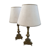 Pair of brass lamps xixème