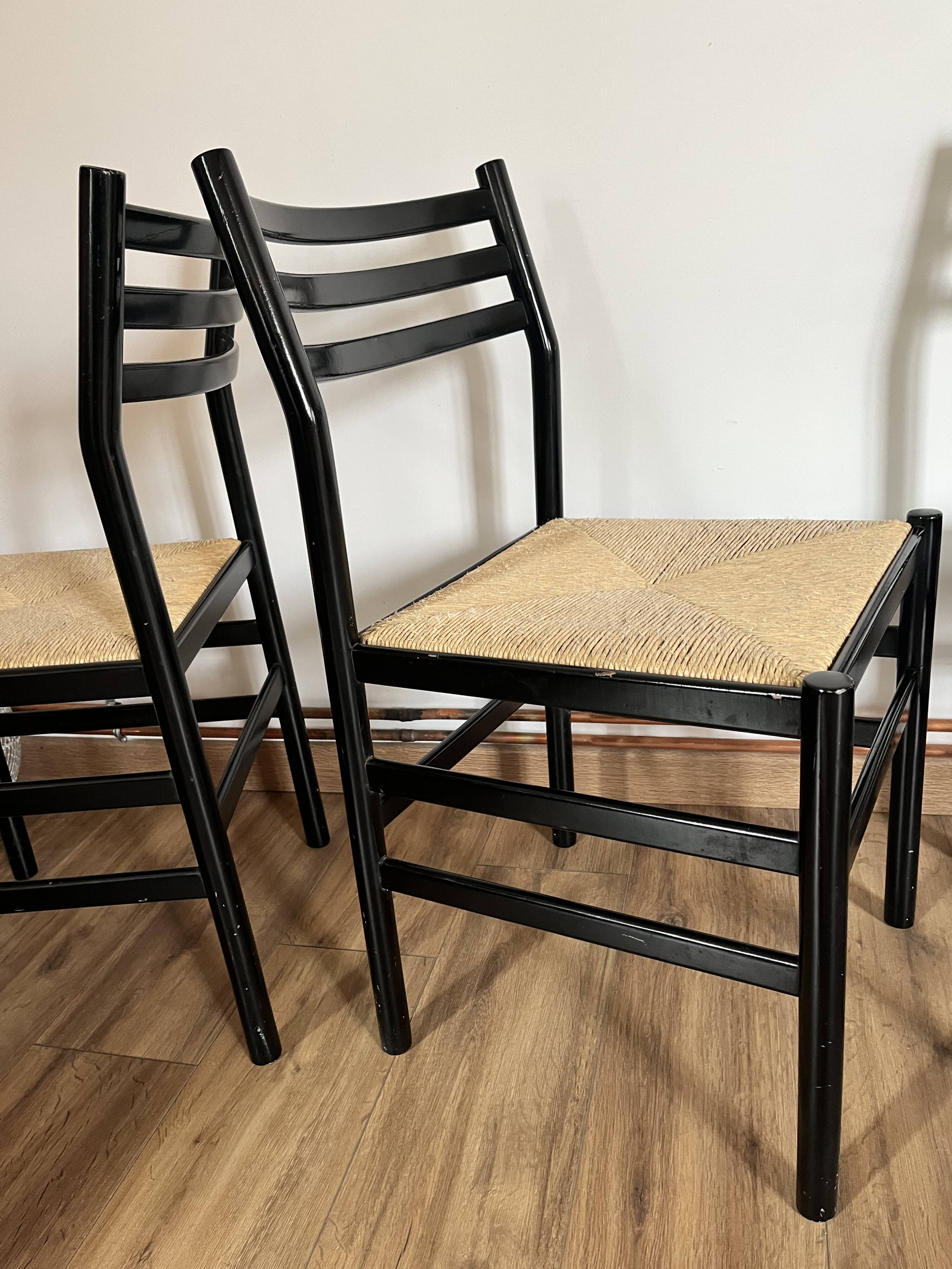 Set of 4 Italian black chairs 1970s