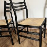 Set of 4 Italian black chairs 1970s