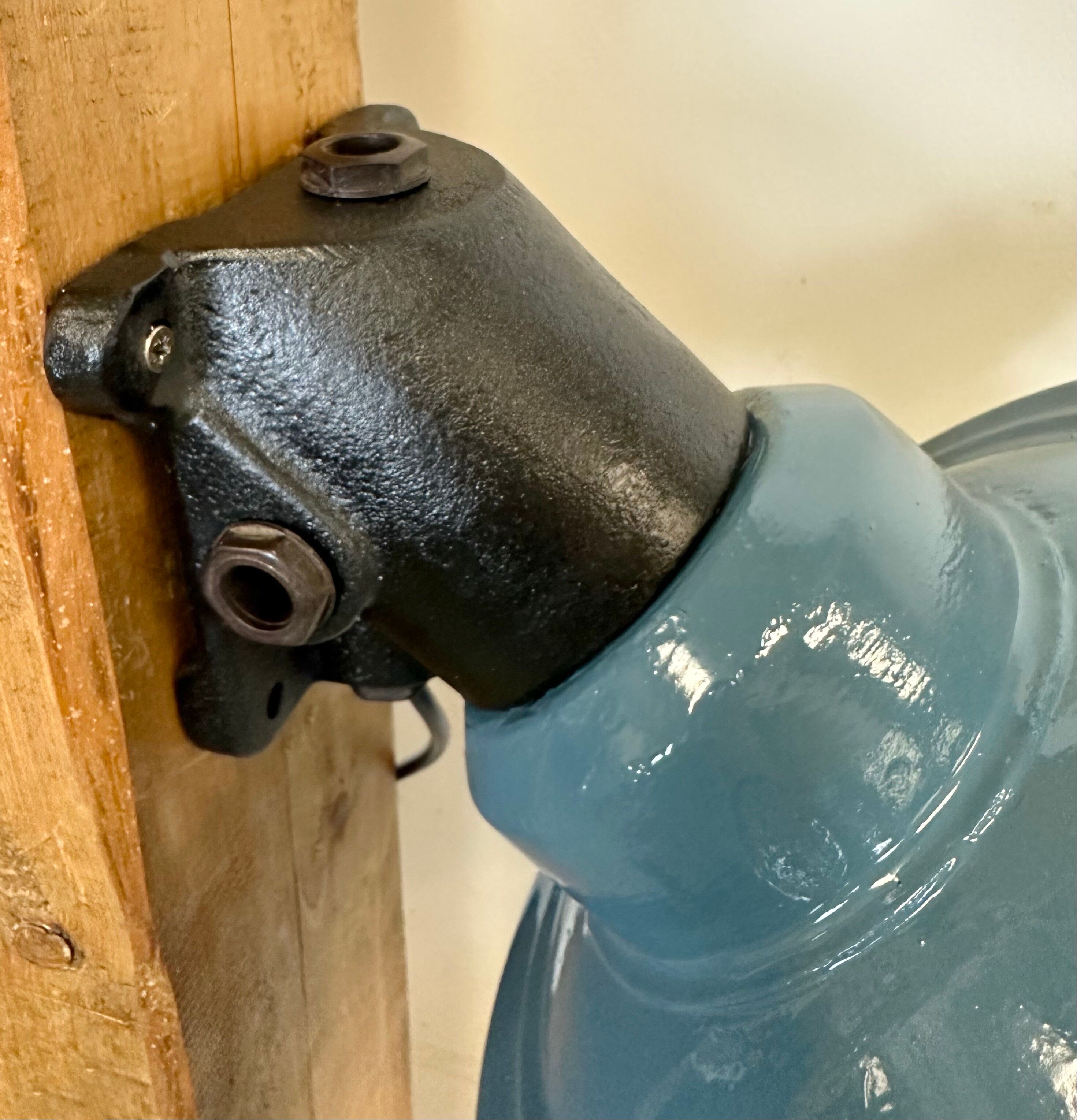 Industrial Blue Painted Factory Wall Cage Lamp from Elektrosvit, 1960s