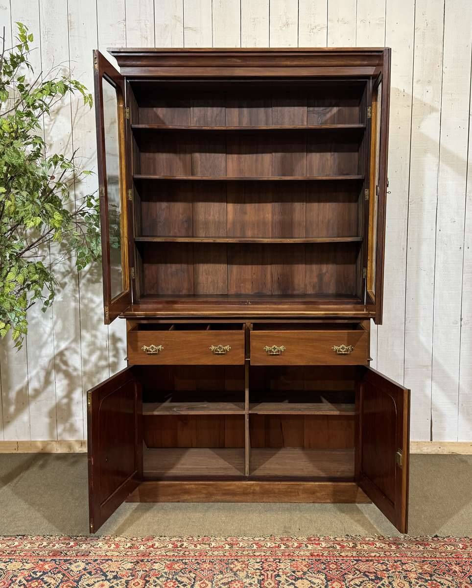 Victorian 19th-century mahogany two-body library