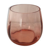 Rounded vase salmon pink glass - vintage
