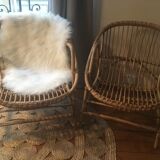 Paire de fauteuils en rotin