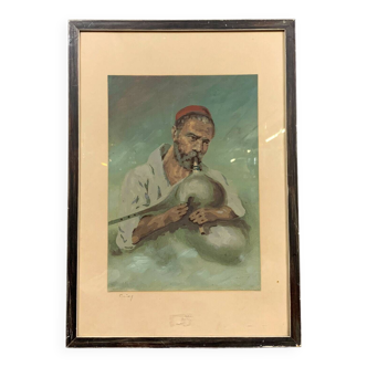 Orientalist school of the 20th century: representation of a musician around 1940