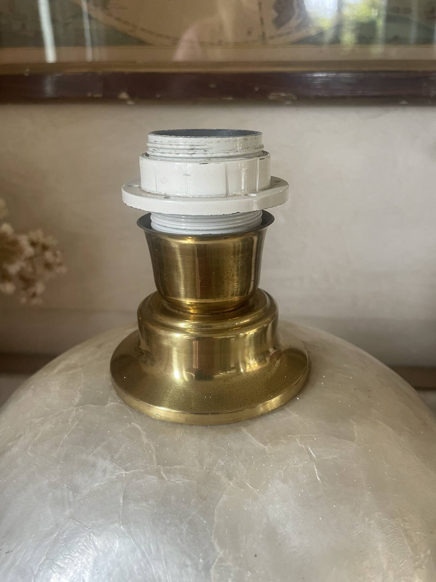 Capiz shell lamp and vintage brass