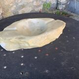 Large marble ashtray, white, beige, gray veins, vintage stone