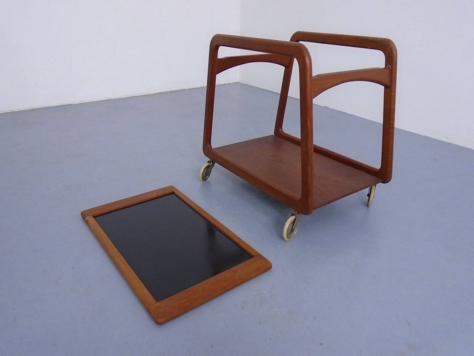 Danish Teak Bar Cart with Removable Tray from Silva, Denmark, 1960s