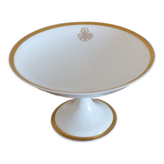 Coupe présentoir en porcelaine blanche et or - Bosquin à Caen