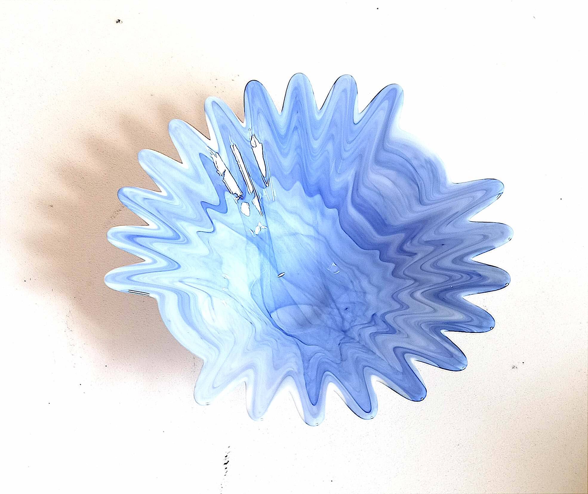 Murano glass cup opaline blue white width 26 cm 60s