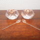 Duo de saleron en cristal avec leurs cuillères de service 1950