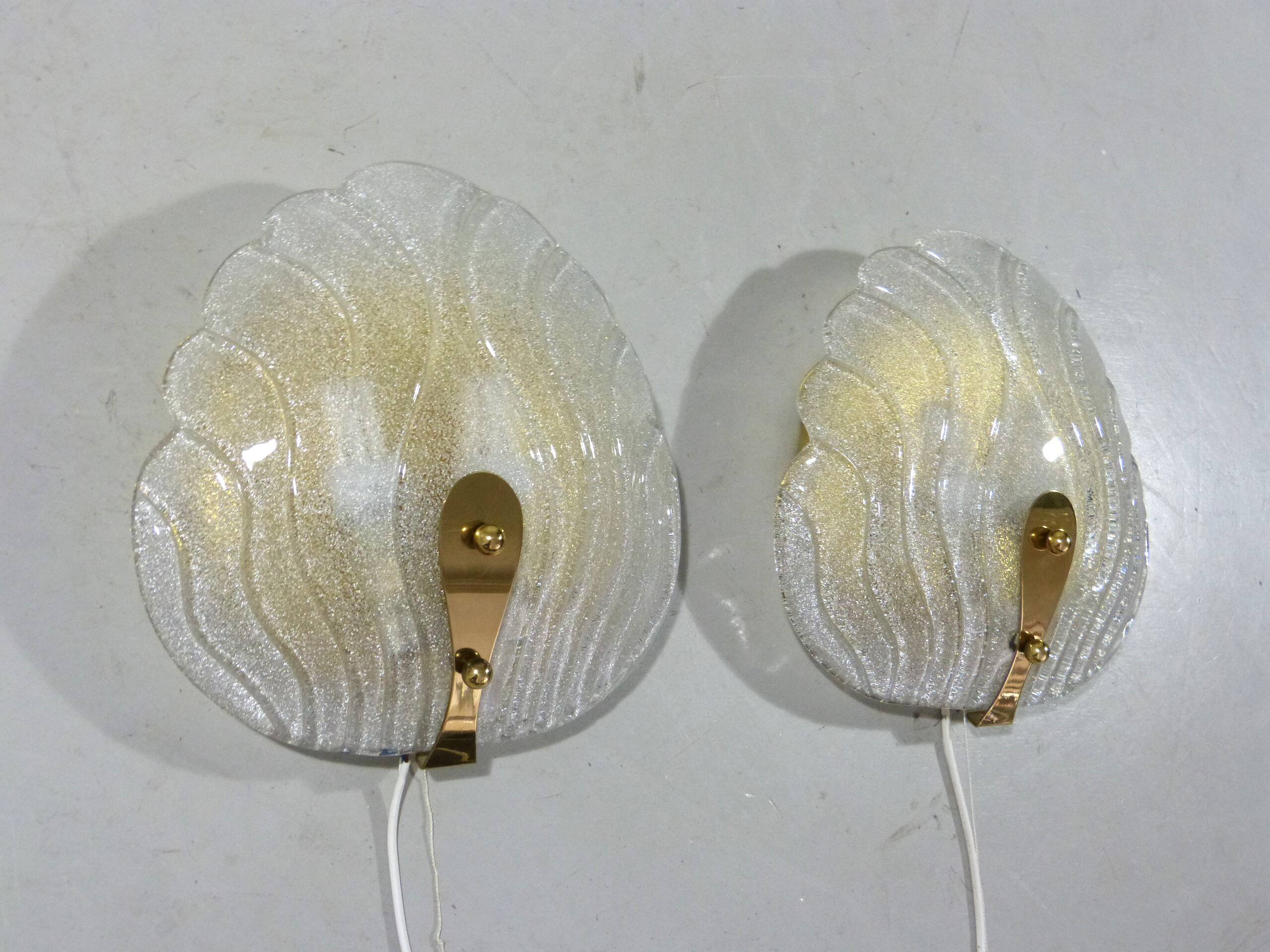 Set of 2 Murano glass wall lamps by Hillebrand 1960’s