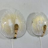 Set of 2 Murano glass wall lamps by Hillebrand 1960’s