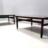 Rectangular Ebonized Walnut and Glass Coffee Table, Italy