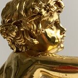 Sculpture, torchère "Jeune satyre" en bronze doré d'après Clodion