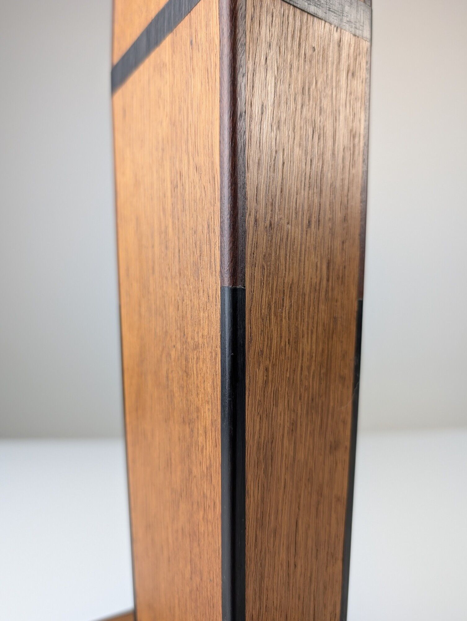 Art Deco pedestal column in wood with geometric marquetry, France, 1920s