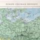 Carte ancienne Europe du Nord Allemagne Pologne Danemark  43x43cm de 1950