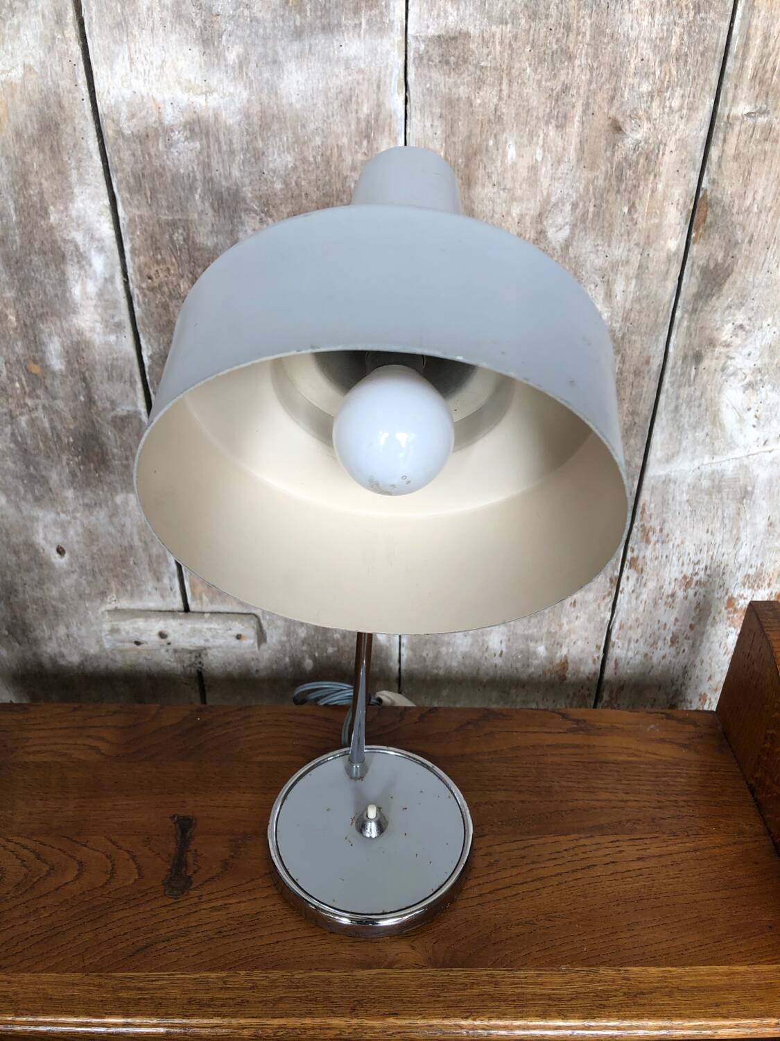 Old Articulated Lamp 70's Gray Metal & Chrome Vintage