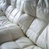 Vintage Leather Kashima Sofa in White Leather by Michel Ducaroy for Ligne Roset, 1980s