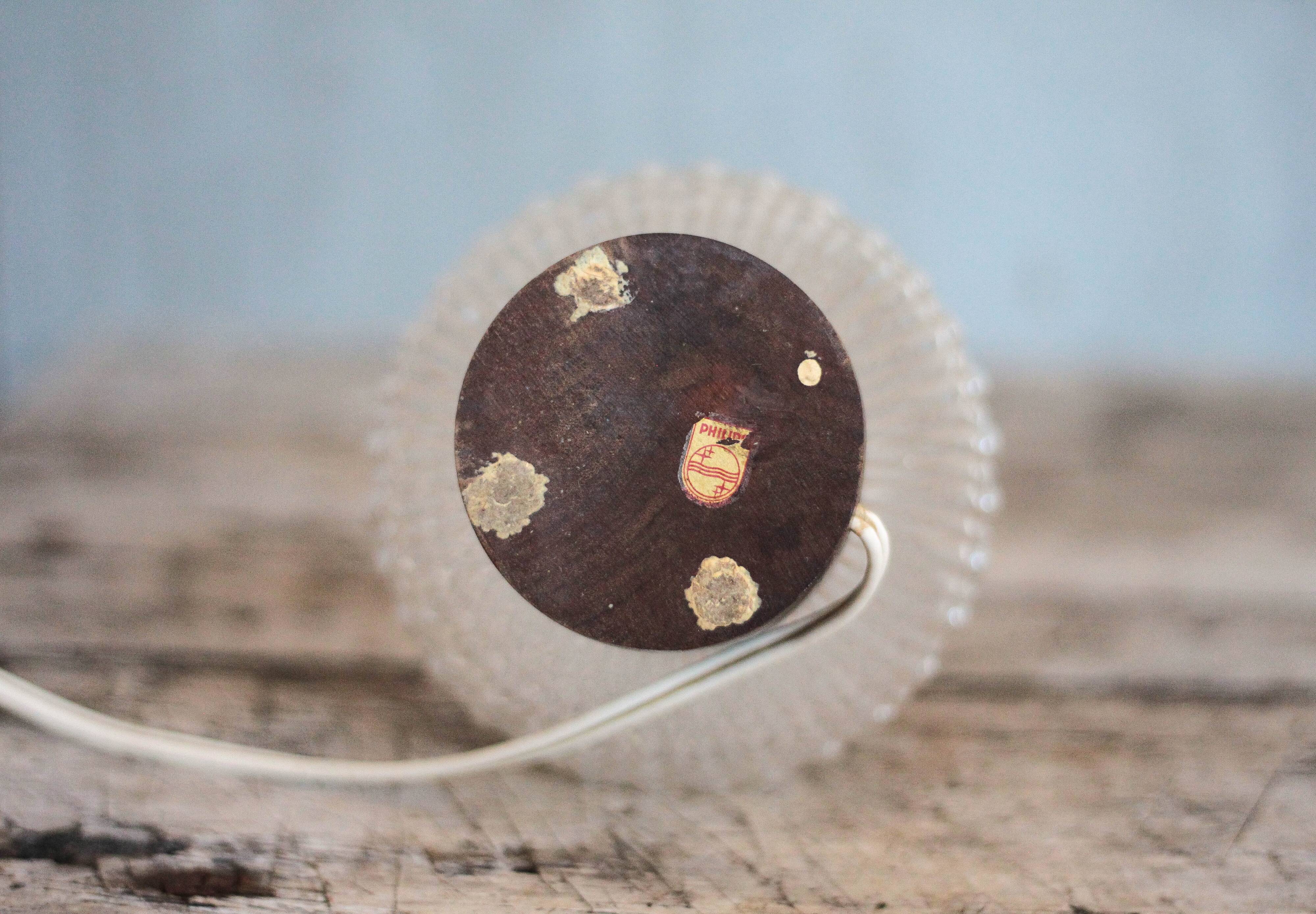 Vintage table lamp, Philips lamp, wood and glass lamp