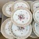 Set 12 plates dessert porcelain flowers and gilding