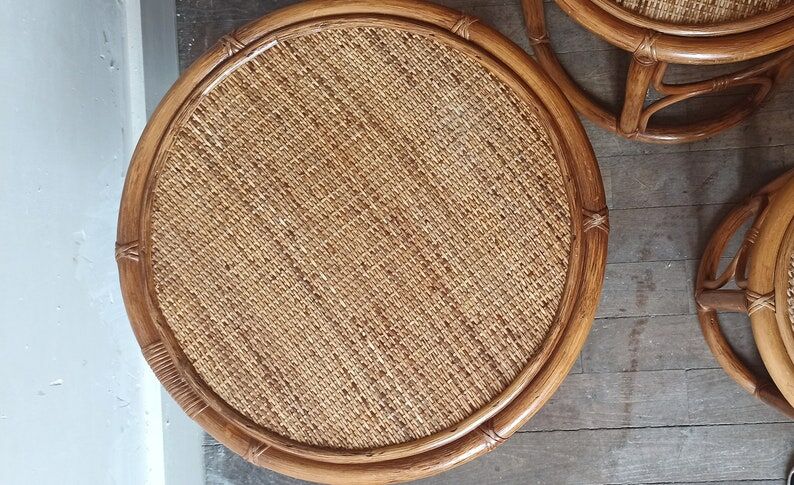 Vintage rattan trundle coffee table