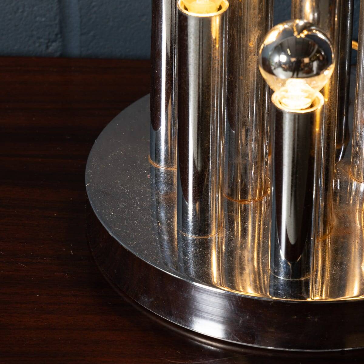 Vintage 20thc italian chrome multi-light table lamp by reggiani c.1970