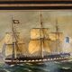 Marine, Frigate with tricolour, oil on canvas signed Madon