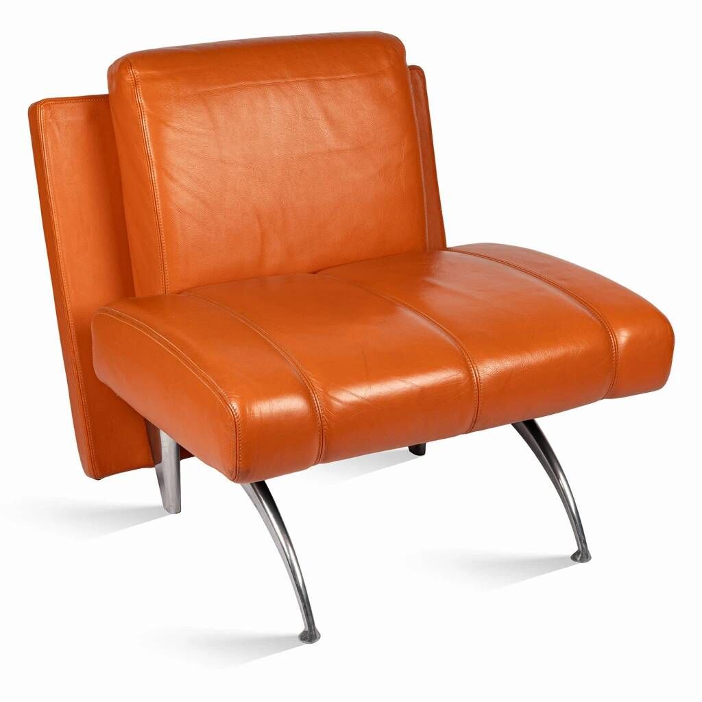 A unique armchair made of genuine leather and designed by the luxury Italian brand Moroso.
