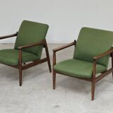 Pair of green GMF 64 armchairs by
Edmund Homa, Poland, 1960s