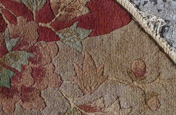 Tapis ancien chinois art deco fait main 30cm x 53cm 1920s
