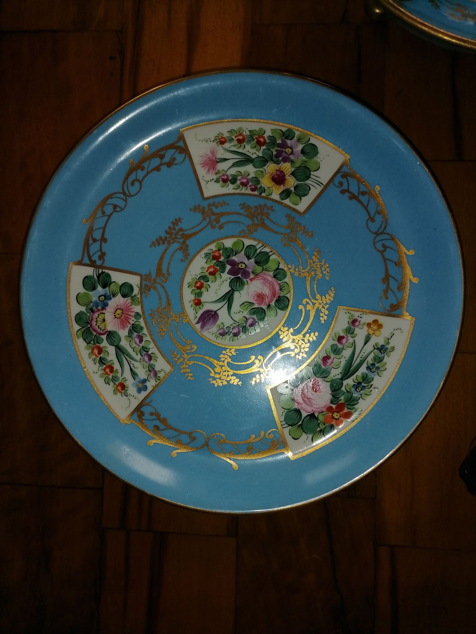 set of 4-piece dessert service pie dish, compotier, fruit cut and shady floral décor
