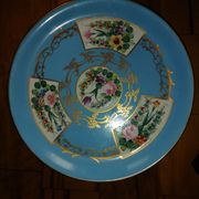 set of 4-piece dessert service pie dish, compotier, fruit cut and shady floral décor