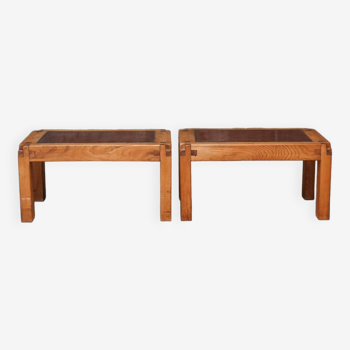 Pair of Pierre Chapo T18 coffee tables
